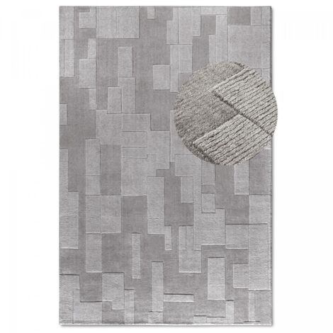 Tapis salon 80x150cm Gris Laine Géométrique (1/5)