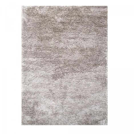 Tapis longs poils shaggy 80x140 gris fait main rectangle motif uni LUXE (1/4)