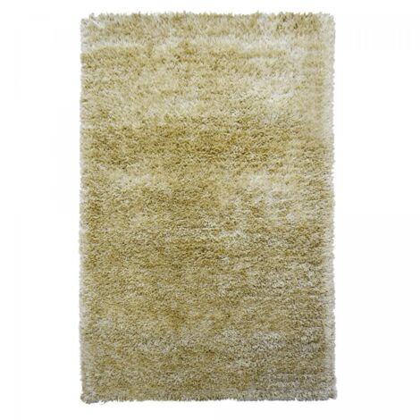 Tapis shaggy 80x140 crème fait main rectangle motif uni MALAIDROY (1/4)