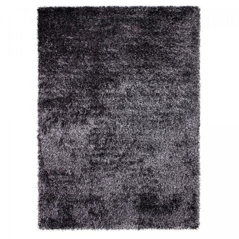 Tapis shaggy 60x110 gris fait main rectangle motif uni COMOUR