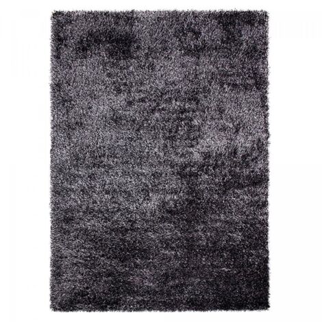 Tapis shaggy 60x110 gris fait main rectangle motif uni COMOUR
