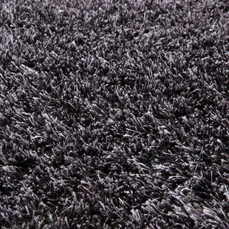 Tapis shaggy 60x110 gris fait main rectangle motif uni COMOUR