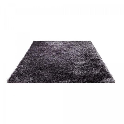Tapis shaggy 60x110 gris fait main rectangle motif uni COMOUR