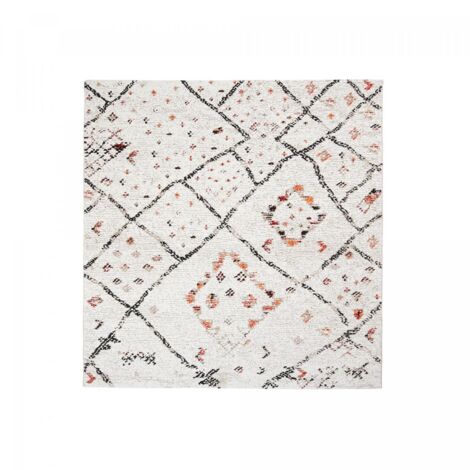 Tapis berbère carré 160x160 cm tissé crème – Motif berbère – Anti-acariens – Résistant aux UV – Certification OEKO-TEX® – Jadorel (1/4)