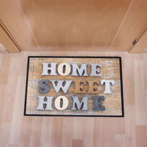 Paillasson SWEAT HOME Beige 40x60 Fait en Europe en polyamide doux et soyeux Beige - 40x60 (1/4)