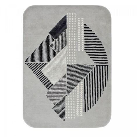 Tapis salon et chambre en laine 200x290 gris et taupe fait à la main (1/5)