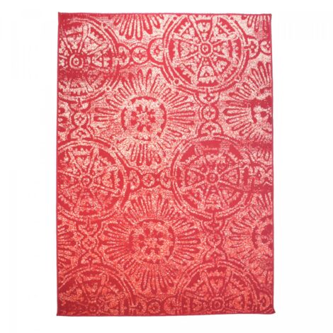 Tapis salon et chambre 160x225 rouge et beige rectangle tissé (1/5)