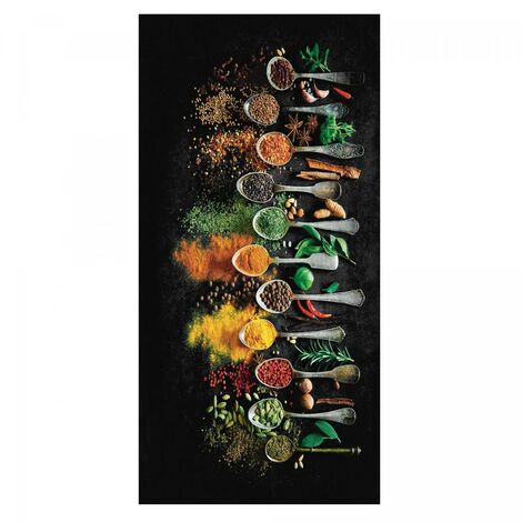 50x80 - Tapis de cuisine IMPNUM 8 Noir 50x80 Lavable 30° en polyester doux  et soyeux