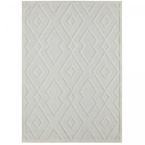 Tapis kilim tissé 160x230 crème rectangle motif géométrique TENO A (1/5)