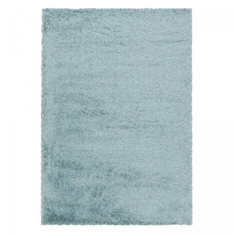 Tapis longs poils shaggy Ø120cm bleu tissé rond motif uni UNI B (1/5)
