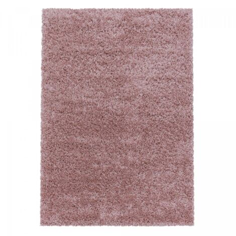 Tapis poils longs shaggy Ø160cm rose tissé rond motif uni UNI I (1/5)
