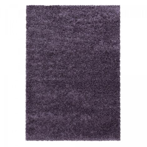 Tapis poils longs shaggy Ø120cm violet tissé rond motif uni UNI I (1/5)