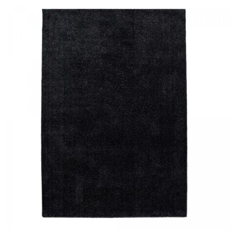 Tapis rond tissé Ø160cm anthracite motif uni pour chambre SOULA (1/5)