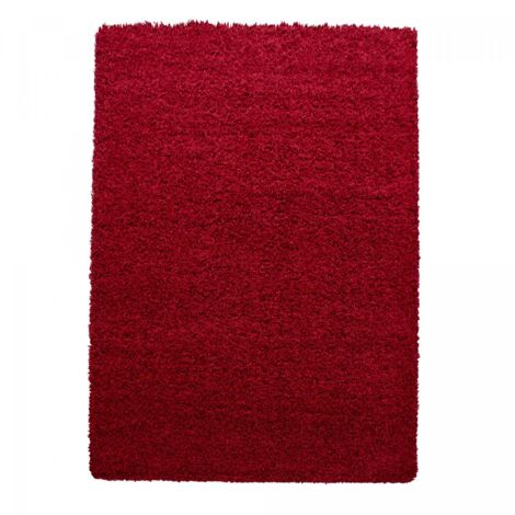 Tapis poils longs shaggy Ø160cm rouge tissé rond motif uni UNI L (1/5)