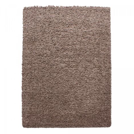 Tapis poils longs shaggy 80x150 mocca tissé rectangle motif uni UNI L (1/5)
