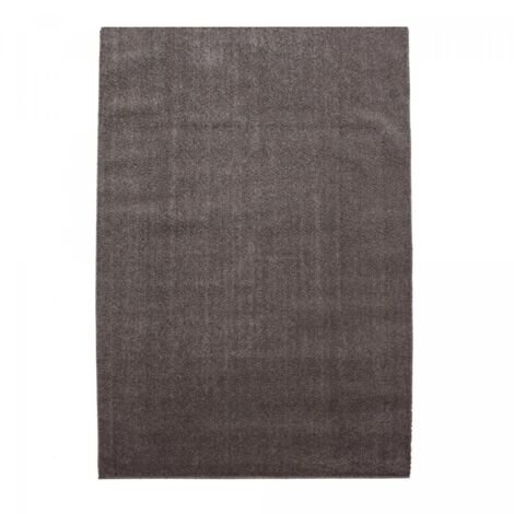 Tapis salon et chambre 80x150 marron rectangle tissé motif uni SOULA (1/4)