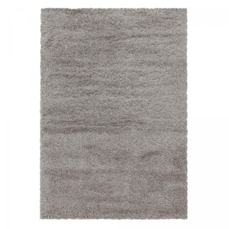 Tapis longs poils shaggy 200x290 beige tissé rectangle motif uni UNI B (1/5)