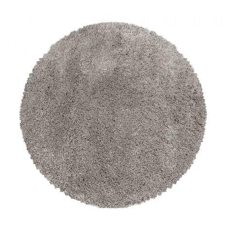 Tapis longs poils shaggy Ø200cm beige tissé rond motif uni UNI B (1/4)