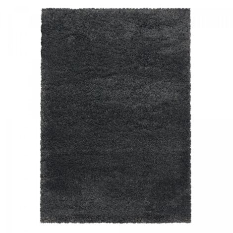 Tapis longs poils shaggy 160x230 gris tissé rectangle motif uni UNI B (1/5)