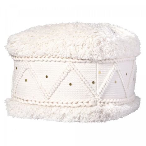 Tabouret semi artisanal en laine ZASTE 50x50 crème (1/3)