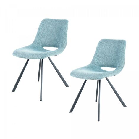 Chaise LOT DE 2 CHAISE E 57x48 cm bleu en lin (1/5)