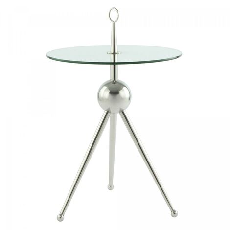 Table basse fait main en acier inoxydable ERO 46x46 gris et clair (1/4)