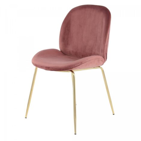 Chaise semi artisanal LOT DE 2 ARA 59x47 vieux rose et laiton (1/5)