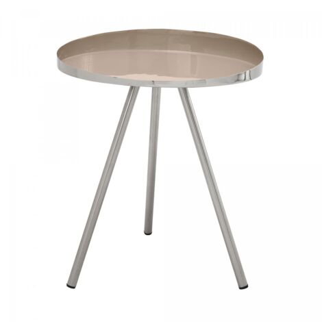 Table basse fait main en fer motif contemporain EDI 41x41 taupe (1/5)