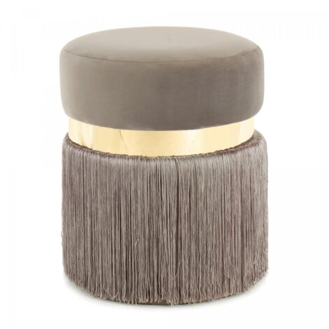 Tabouret semi artisanal ZALE 38x38 taupe et or (1/3)
