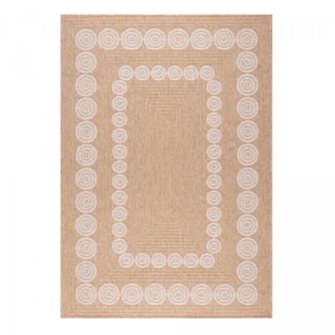 Tapis extérieur kilim 160x230 beige et blanc rectangle JUTE ART 8 (1/5)