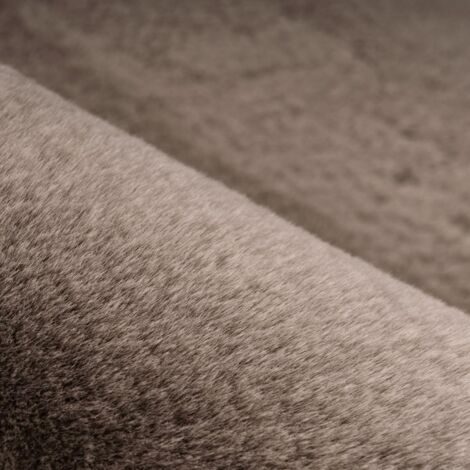 Tapis longs poils shaggy 80x150 taupe tufté rectangle motif uni CAREI
