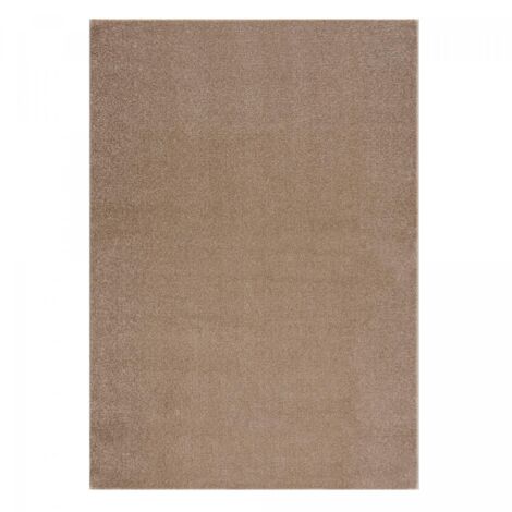 Tapis salon et chambre 80x150 beige rectangle tissé motif uni NOSSA