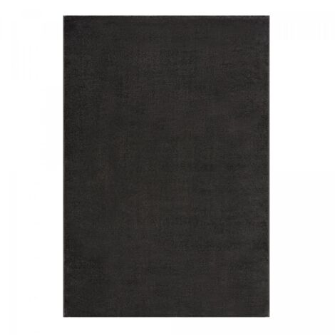 Tapis salon et chambre Ø120cm gris foncé rond tissé motif uni NOSSA
