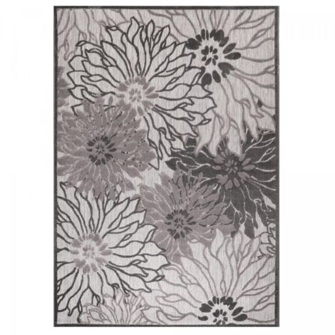 Tapis extérieur kilim Ø200cm gris clair rond CHIMEKA (1/5)