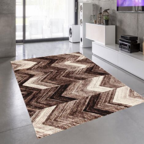 Tapis chambre 80x150 marron rectangle tissé motif géométrique COLORS