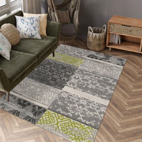 Tapis oriental 80x150 gris rectangle motif ancestral TEOPATCH