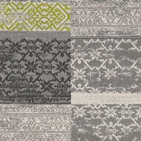 Tapis oriental 80x150 gris rectangle motif ancestral TEOPATCH
