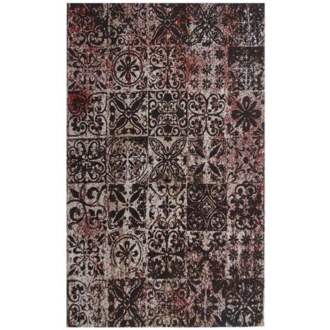 Tapis kilim fait main 170x240 marron rectangle motif géométrique LINIT (1/5)
