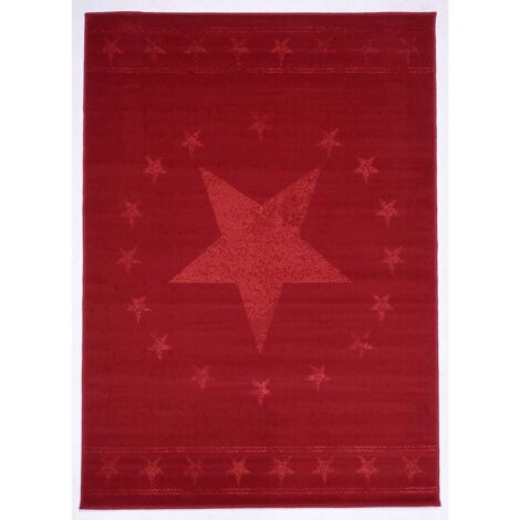 Tapis enfant tissé 200x290 rouge rectangle LYN1 1ST START (1/4)