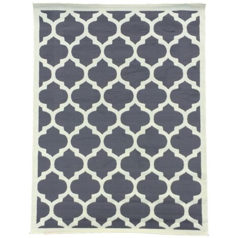 Tapis salon et chambre 120x170 gris rectangle tissé motif géométrique AF1 STYLE