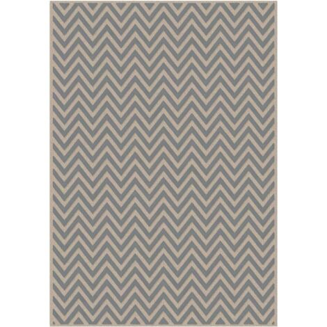 Tapis salon et chambre en viscose 120x170 gris tissé motif géométrique CHEVROL (1/4)