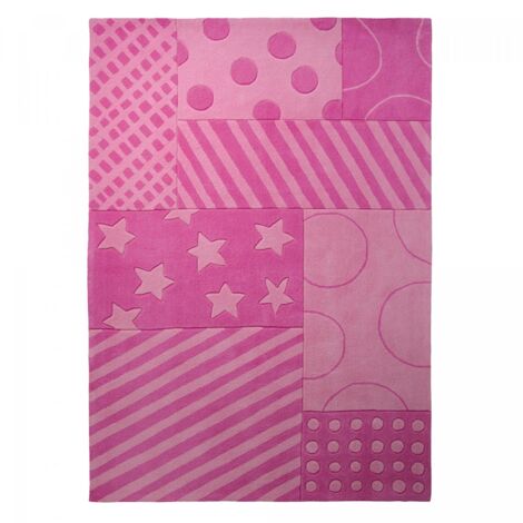 Tapis enfant fait main 70x140 rose rectangle STATRIPE (1/4)