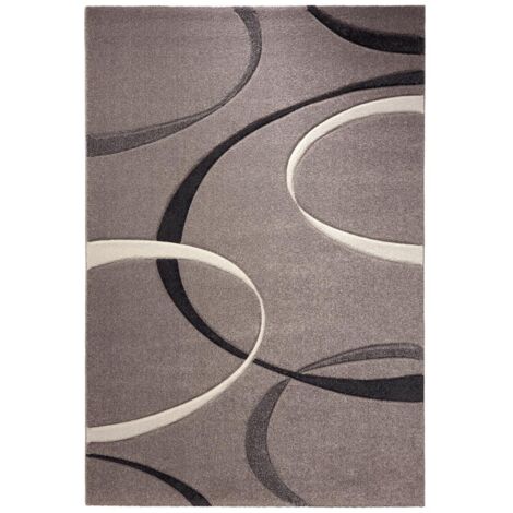 Tapis chambre 80x150 gris rectangle tissé motif floral CAMPUS (1/4)