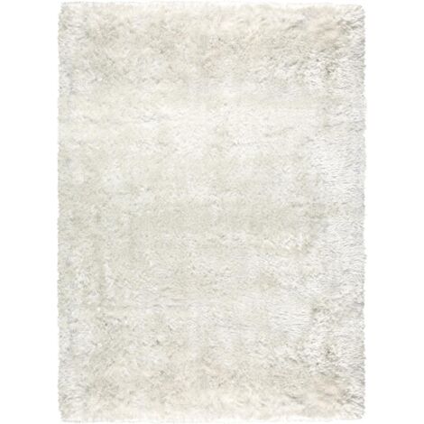 Tapis shaggy 60x120 blanc fait main rectangle motif uni ADORE 2