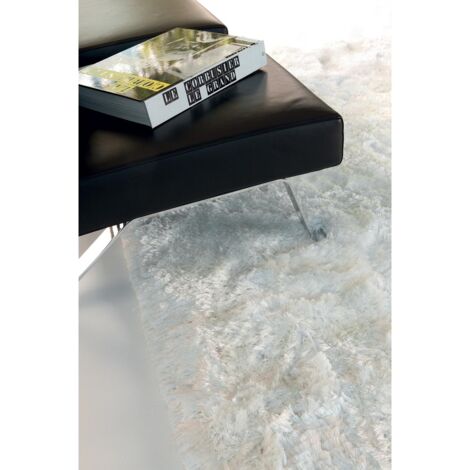 Tapis shaggy 60x120 blanc fait main rectangle motif uni ADORE 2