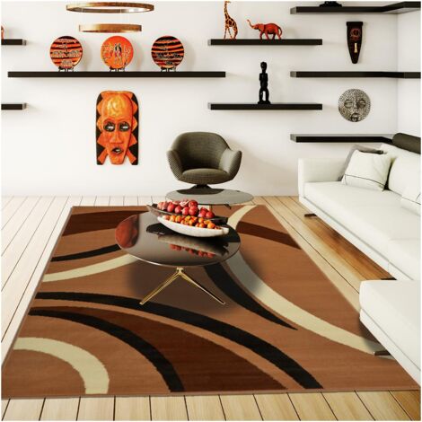 Tapis salon et chambre 60x110 beige rectangle tissé motif rond AF1 JOYLE