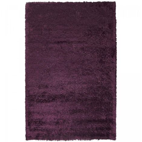 Tapis shaggy 60x110 violet fait main rectangle motif uni MALAIDORY