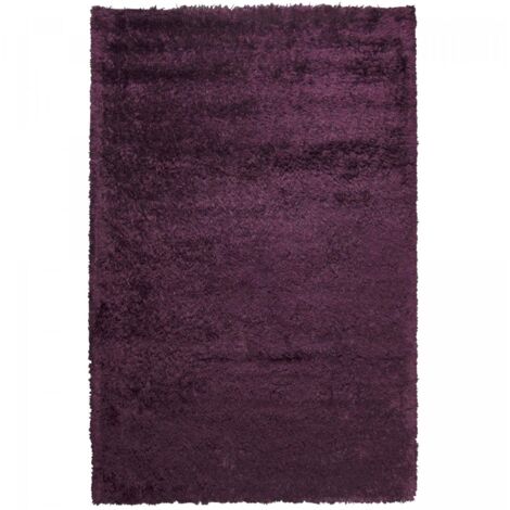Tapis shaggy 60x110 violet fait main rectangle motif uni MALAIDORY