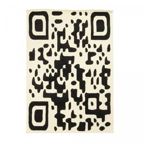 Tapis salon et chambre 120x170 noir rectangle tissé motif géométrique AF1 QR (1/5)