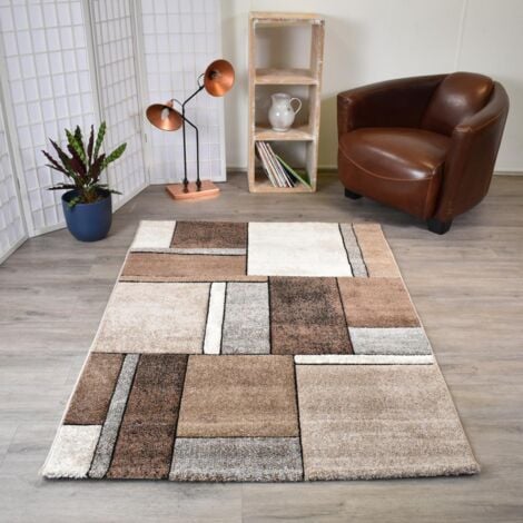 Tapis salon et chambre 160x230 beige rectangle tissé motif géométrique GEOME